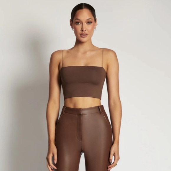 Meshki Yvonne Crop Top Chocolate Brown Medium - Picture 9 of 9